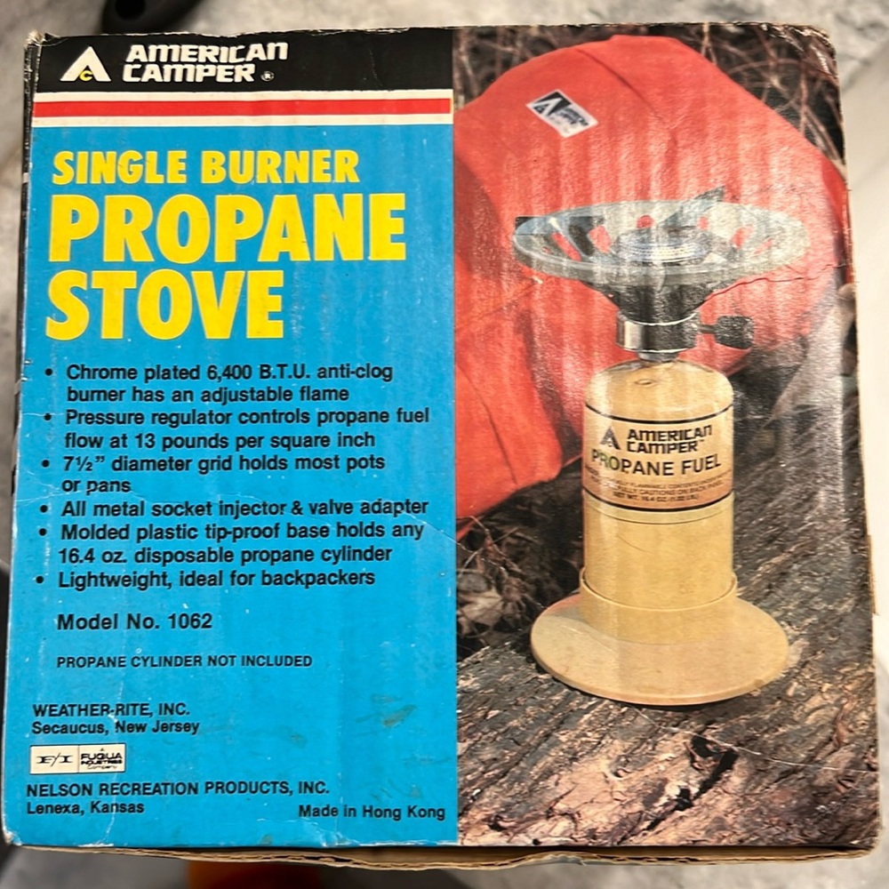 Old school retro style vintage single burner Propane stove never been out